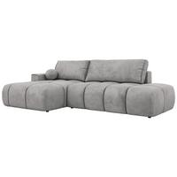 ECKSOFA LORAN L Hellgrau Velvet - Links - Hellgrau/Schwarz, Kunststoff/Textil (170/292cm) - MKS