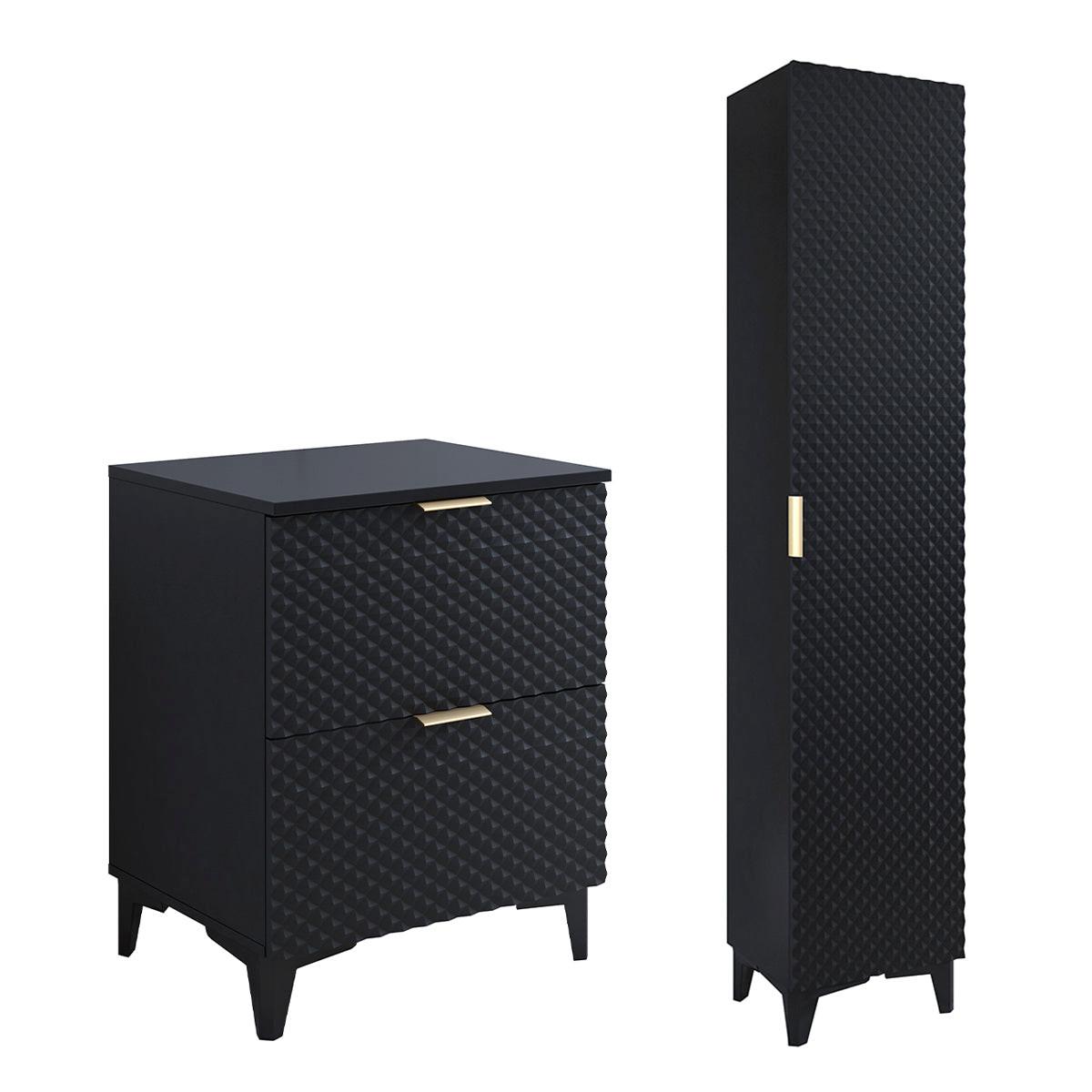 WASCHTISCHUNTERSCHRANK 60.4cm Cléa 2er-Set Schwarz - Schwarz, Holzwerkstoff (60.4/62.6/48.5cm) - Petits-meubles