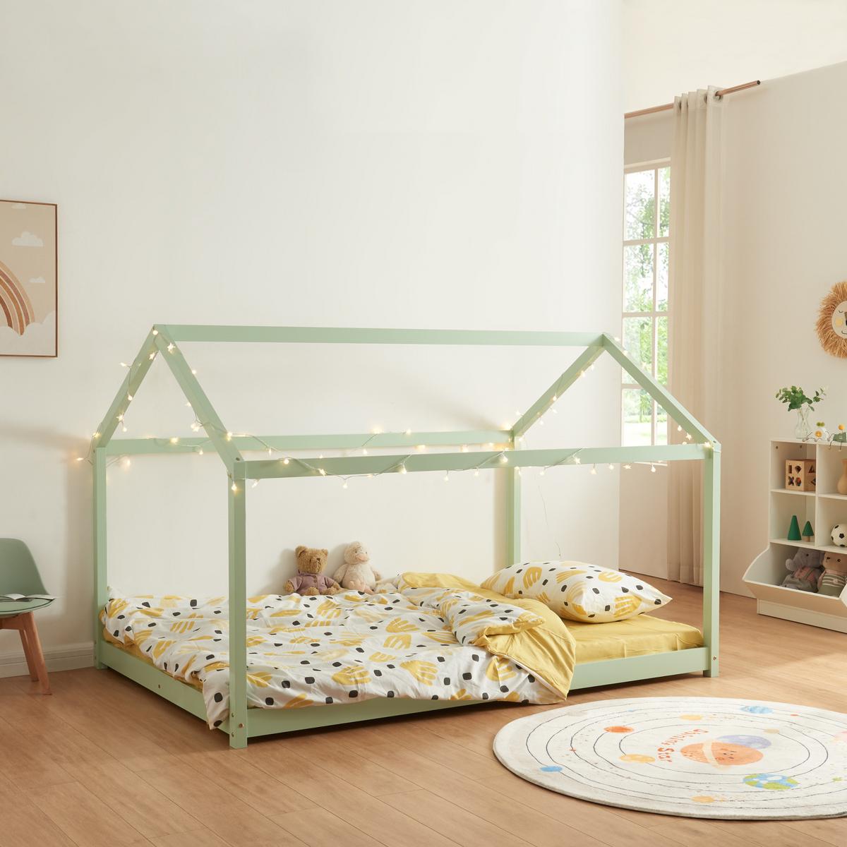 HAUSBETT Cerro - Mintgrün, Holz (140/200cm) - [en.casa]