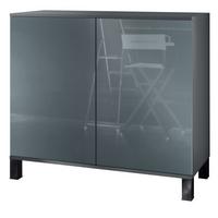 KOMMODE Skadu Grau Hochglanz - Grau, Holzwerkstoff (92.5/84.5/35cm) - Vladon