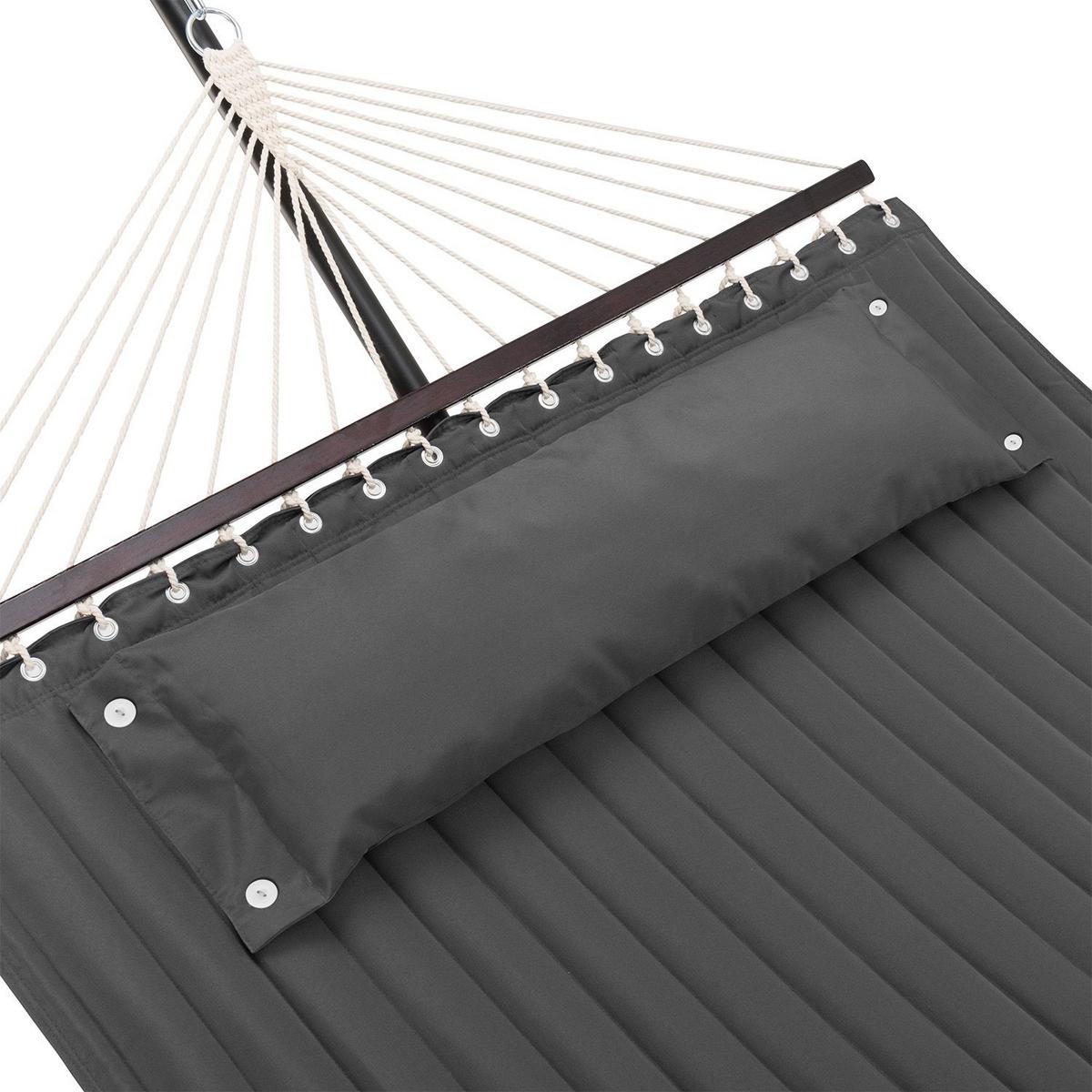 HÄNGEMATTE Cata anthrazit 360x120x115 cm inkl. Kissen - Anthrazit, Textil/Metall (140/115/360cm) - Juskys