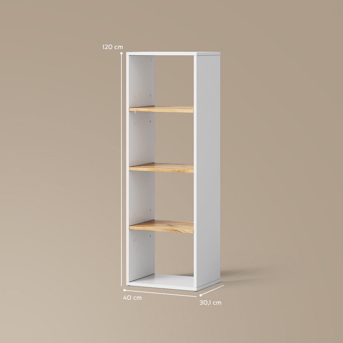 BÜCHERREGAL Lorena Weiß/Goldkraft Eiche mit 4 Fächern - Honigeiche/Weiß, Holzwerkstoff (40/120/30cm) - Livinity®
