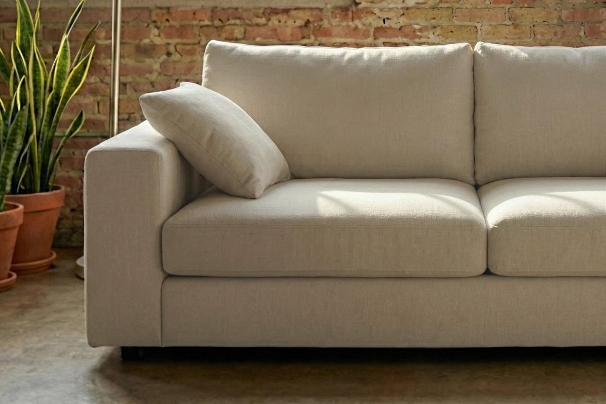 SOFA AMINA Cremeweiß Flachgewebe - Creme/Schwarz, Buchenholz/Textil (228/82/101cm) - KAWOLA