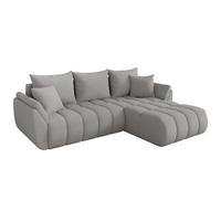 ECKSOFA mit Schlaffunktion Ottomane Rechts TOKO-L-v1 277x194x86 Hellgrau Bouclé - Silberfarben/Hellgrau, Holzwerkstoff/Kunststoff (277/194cm) - ALTDECOR