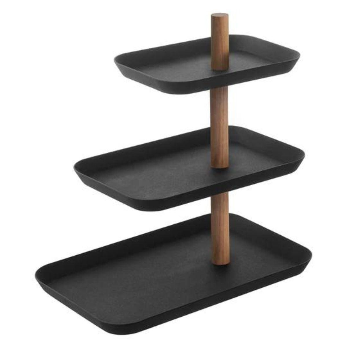 SCHMUCKSTÄNDER 3 etagen mit drehbaren tabletts - 25/16/25,5 cm - Schwarz, Metall (16/25.5/2.8cm) - Yamazaki
