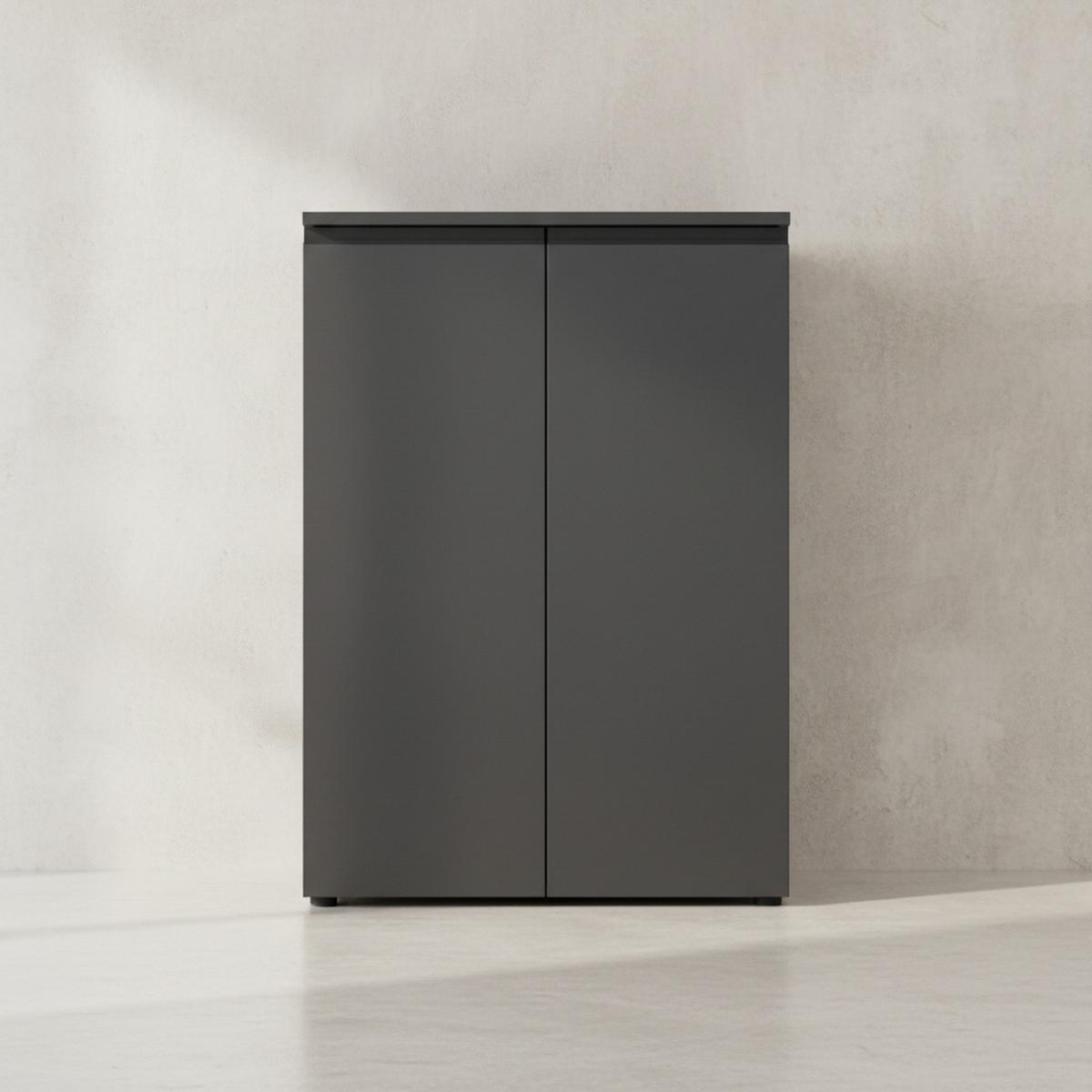 AKTENSCHRANK 2-türig Soft-Close, 3 Ordnerhöhen 81x120x40 cm Graphit - Schwarz, Holzwerkstoff (81/120/40cm) - KADIMA DESIGN