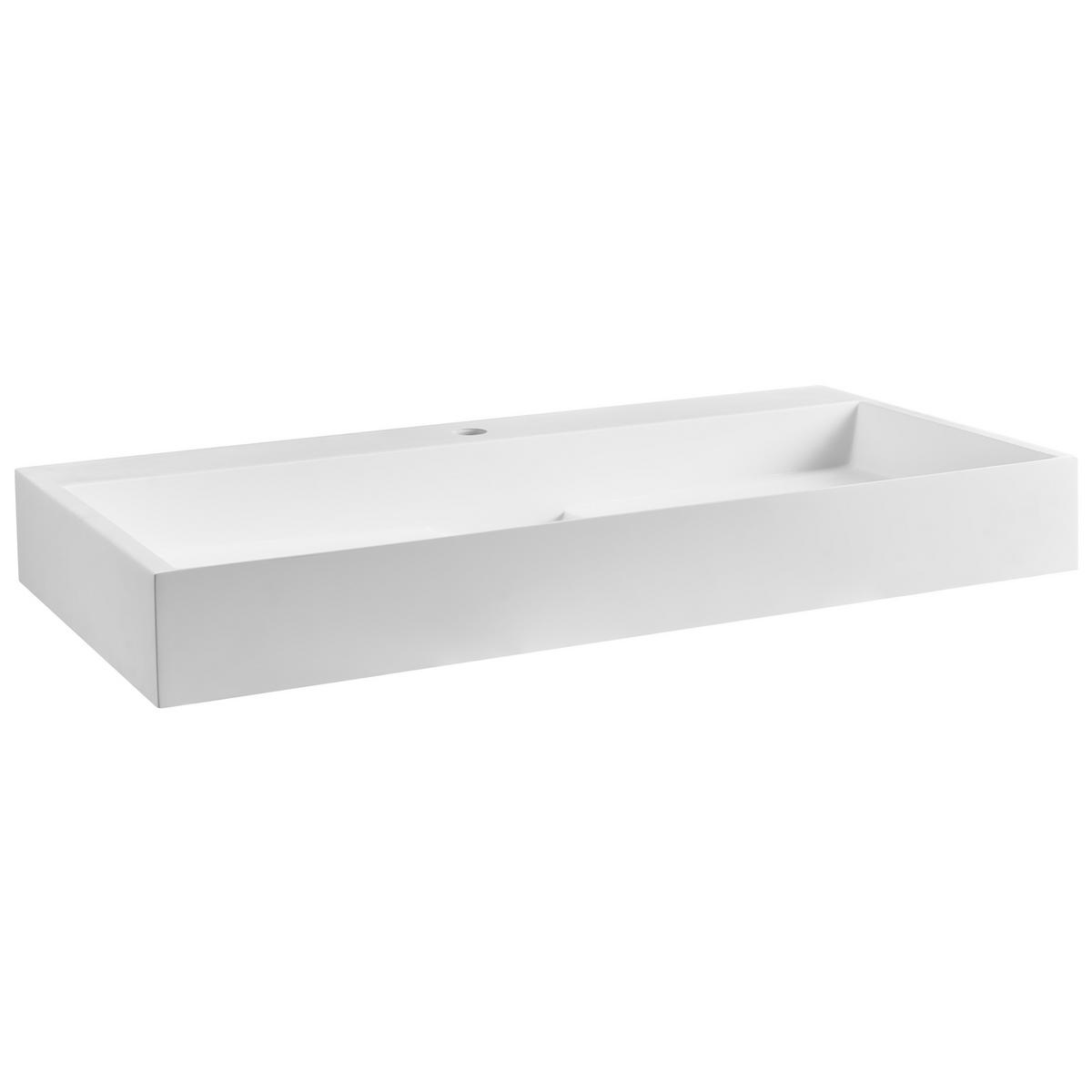 HÄNGEWASCHBECKEN Weiß 90/46 cm Mineralguss Quenko - Weiß, Naturmaterialen (90/12/46cm) - Beliani