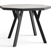 ESSTISCH Desmond achteckiger ausziehbarer, Grauer Beton 100-200/100/76 cm - Hellgrau/Schwarz, Holz/Holzwerkstoff (100/200/76cm) - WFL GROUP