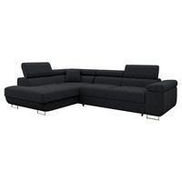 ECKSOFA Torezio Cord, Seite: Links - Schwarz, Holz/Textil (274/203cm) - MIRJAN24