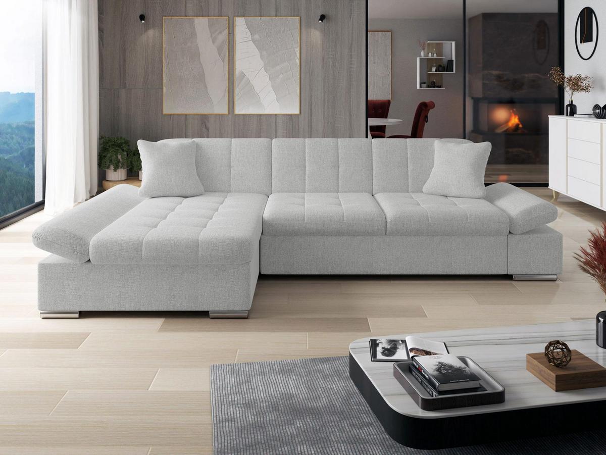 ECKSOFA Montana, Seite: Links - Edelstahlfarben, Holz/Textil (278/161cm) - MIRJAN24