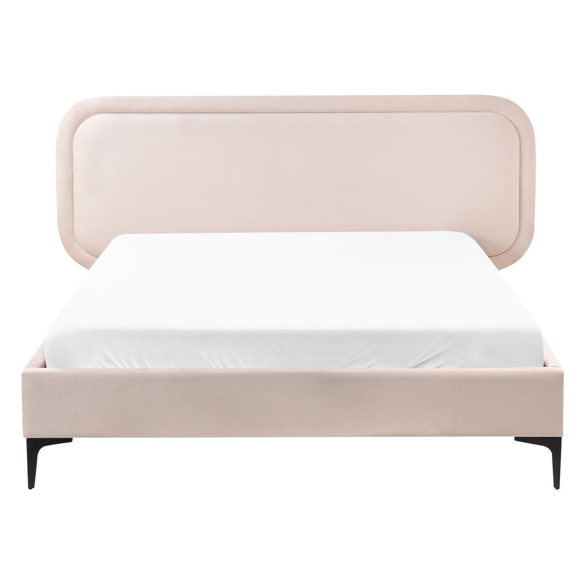 BETT mit Lattenrost 140/200 cm Samtstoff Hellbeige Suzette - Beige, Textil (140/200cm) - Beliani