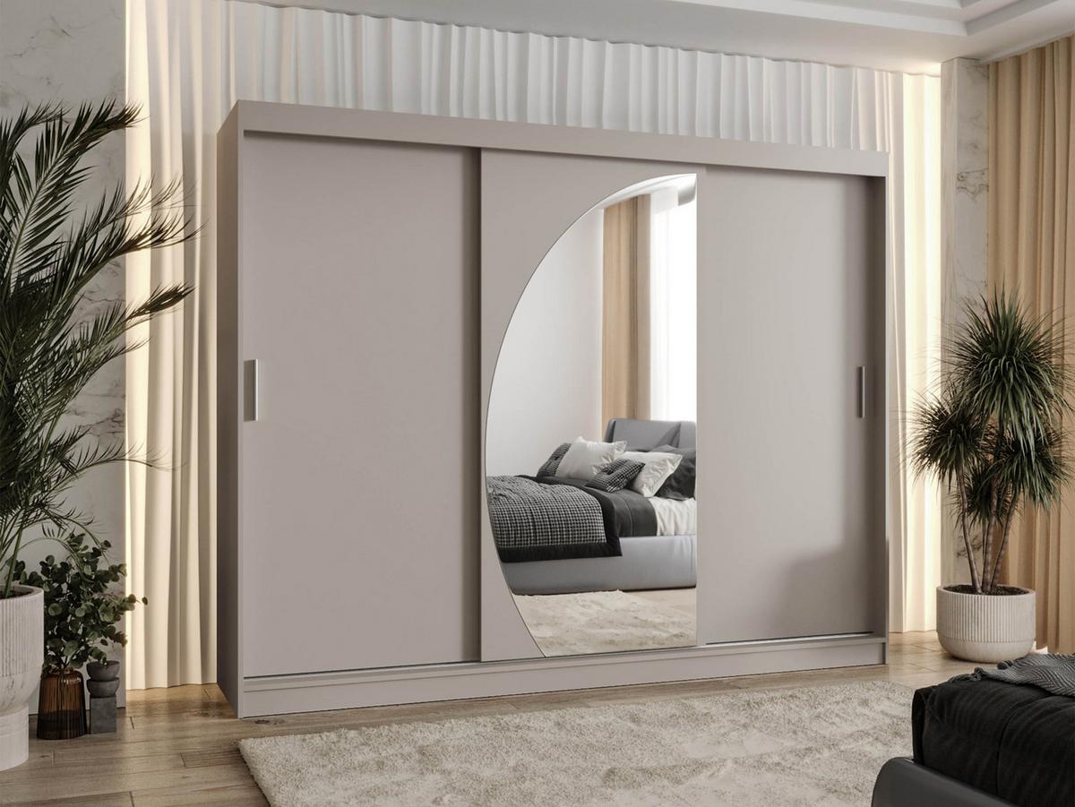 SCHWEBETÜRENSCHRANK Wika 250 cm - Kaschmir/Silberfarben, Holzwerkstoff/Kunststoff (250/200/62cm) - MIRJAN24