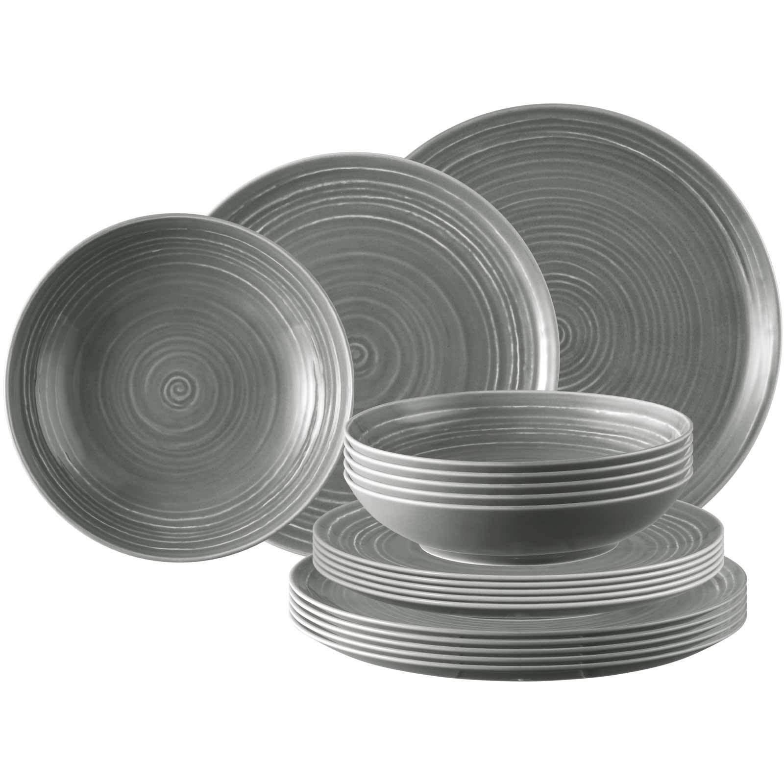 TELLER-SET Terra Perlgrau 18-tlg. - Grau, Keramik (2/2/2cm) - Seltmann Weiden