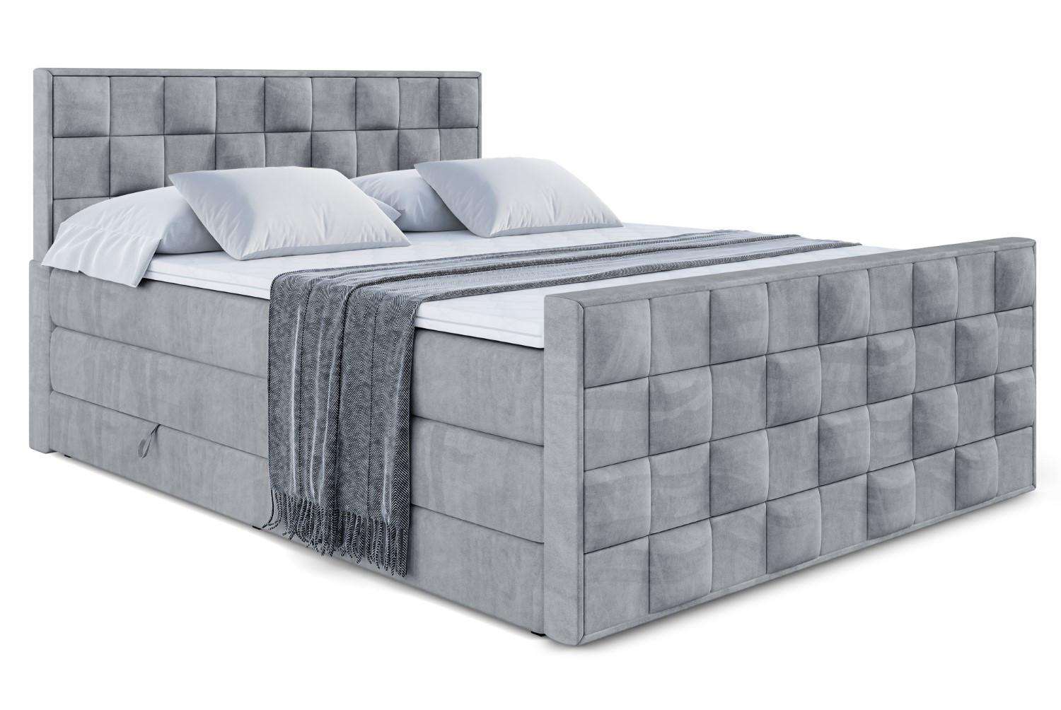 BOXSPRINGBETT ZAFIRA KING - 160 x 200 - H3/H4 - Grau - Grau, Holzwerkstoff (160/200cm) - ALTDECOR
