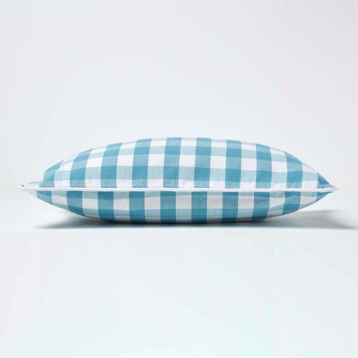 KISSENHÜLLE Karo-Muster 30/50 cm, 100% Baumwolle - Blau, Textil (30/50cm) - Homescapes