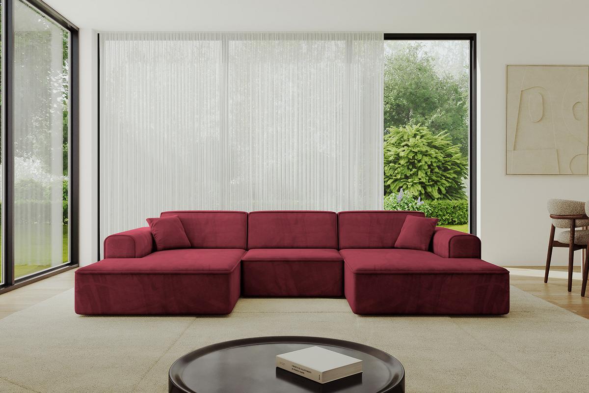 WOHNLANDSCHAFT IREA-U1-v3 - 301x165x77 cm Bordeauxrot - Bordeaux, Holzwerkstoff/Textil (301/77/165cm) - ALTDECOR