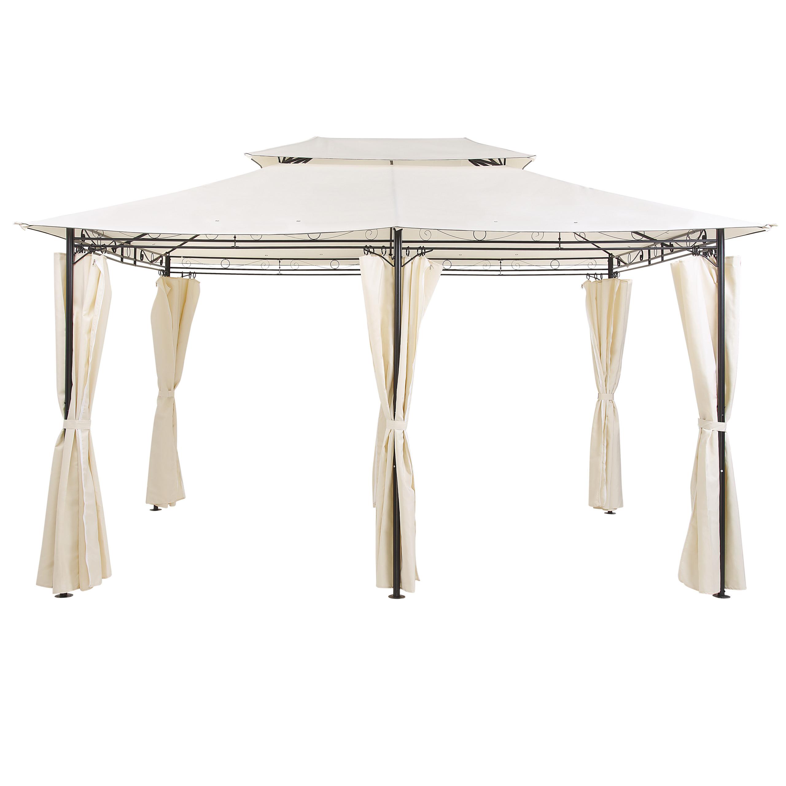 PAVILLON Stahl beige/schwarz rechteckig 300/400 cm Colos - Beige/Schwarz, Metall (400/300/300cm) - Beliani