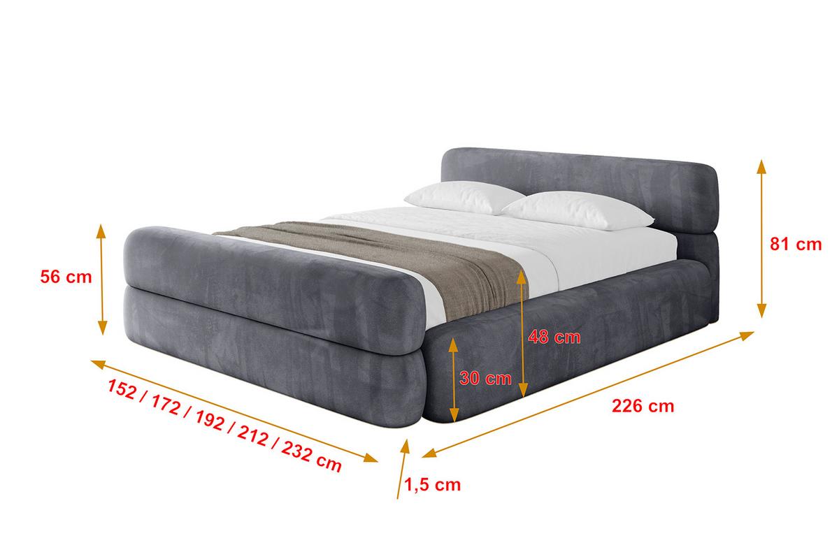 POLSTERBETT mit Bettkasten, Fußteil und Lattenrost, Boxbett mit Matratze H3/H4 - ENORA-Z-V1 180x200 Dunkelgrau - Dunkelgrau, Holzwerkstoff/Textil (180/200cm) - ALTDECOR