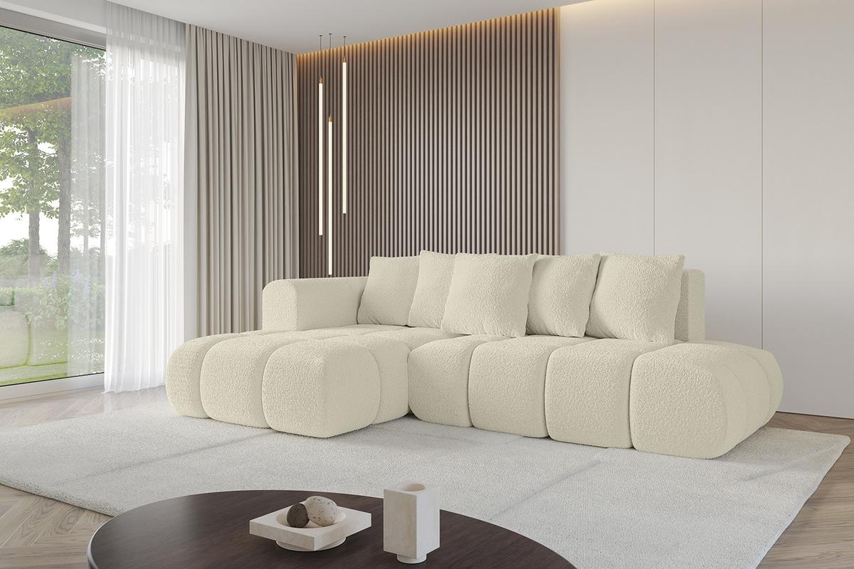 ECKSOFA Ottomane Links CLOUD-L-v1 280x185x90 Beige Bouclé - Beige, Holzwerkstoff/Kunststoff (180/289cm) - ALTDECOR