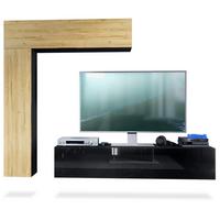 WOHNWAND Taurito Fronten in Eiche Natur - Eichefarben, Holzwerkstoff (320/182/39cm) - Vladon
