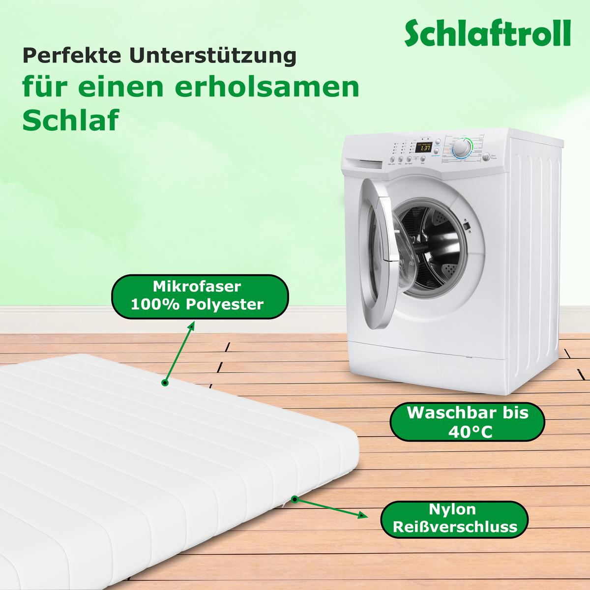 MATRATZENTOPPER 100x200 cm mit 11 cm Höhe & weißem Reißverschlussbezug - Weiß, Textil (100/200cm) - Schlaftroll