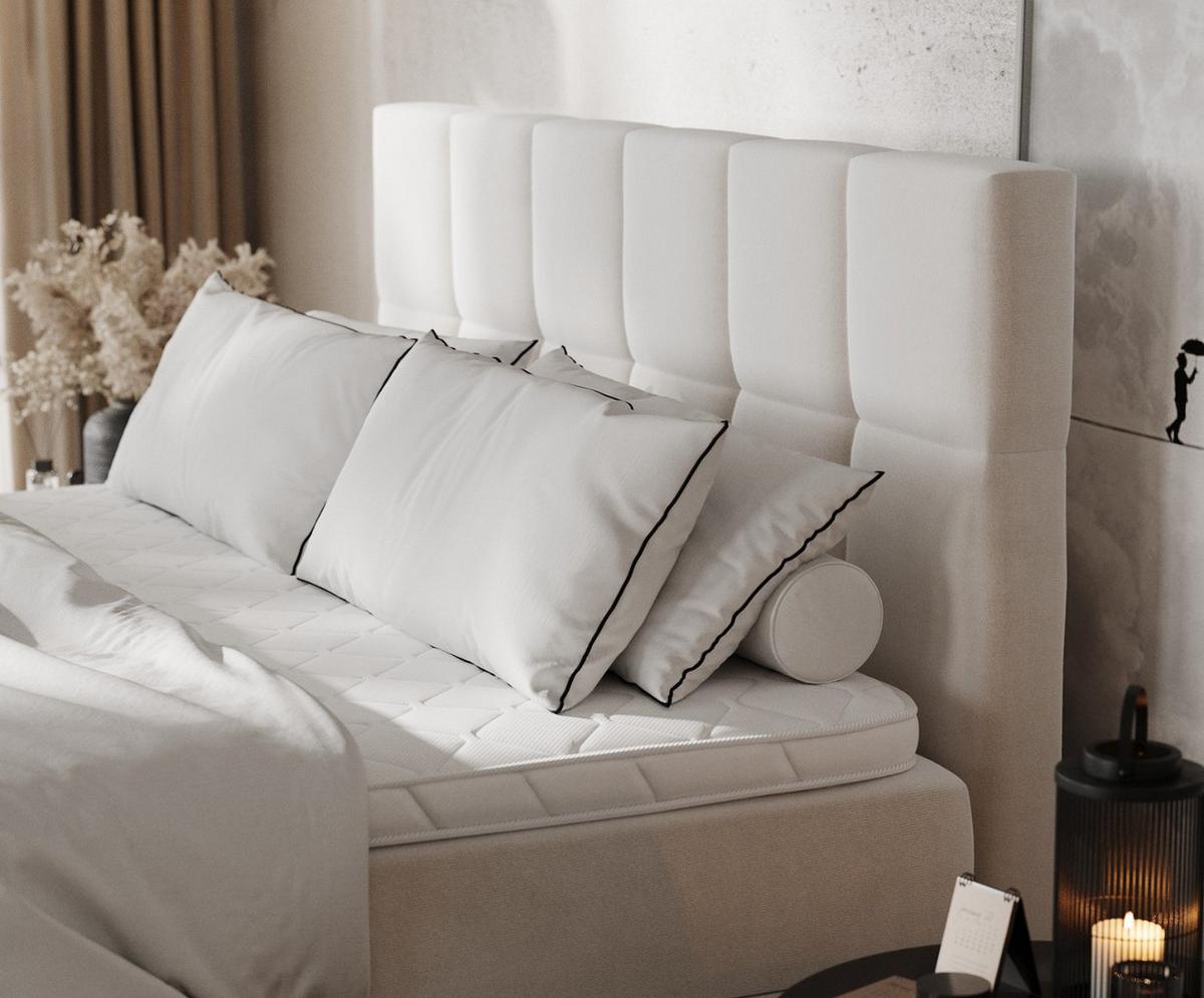 BOXBETT Savio 140/200 cm Creme im Paros Stoff - Creme/Schwarz, Holz/Holzwerkstoff (140/200cm) - AltaBeds