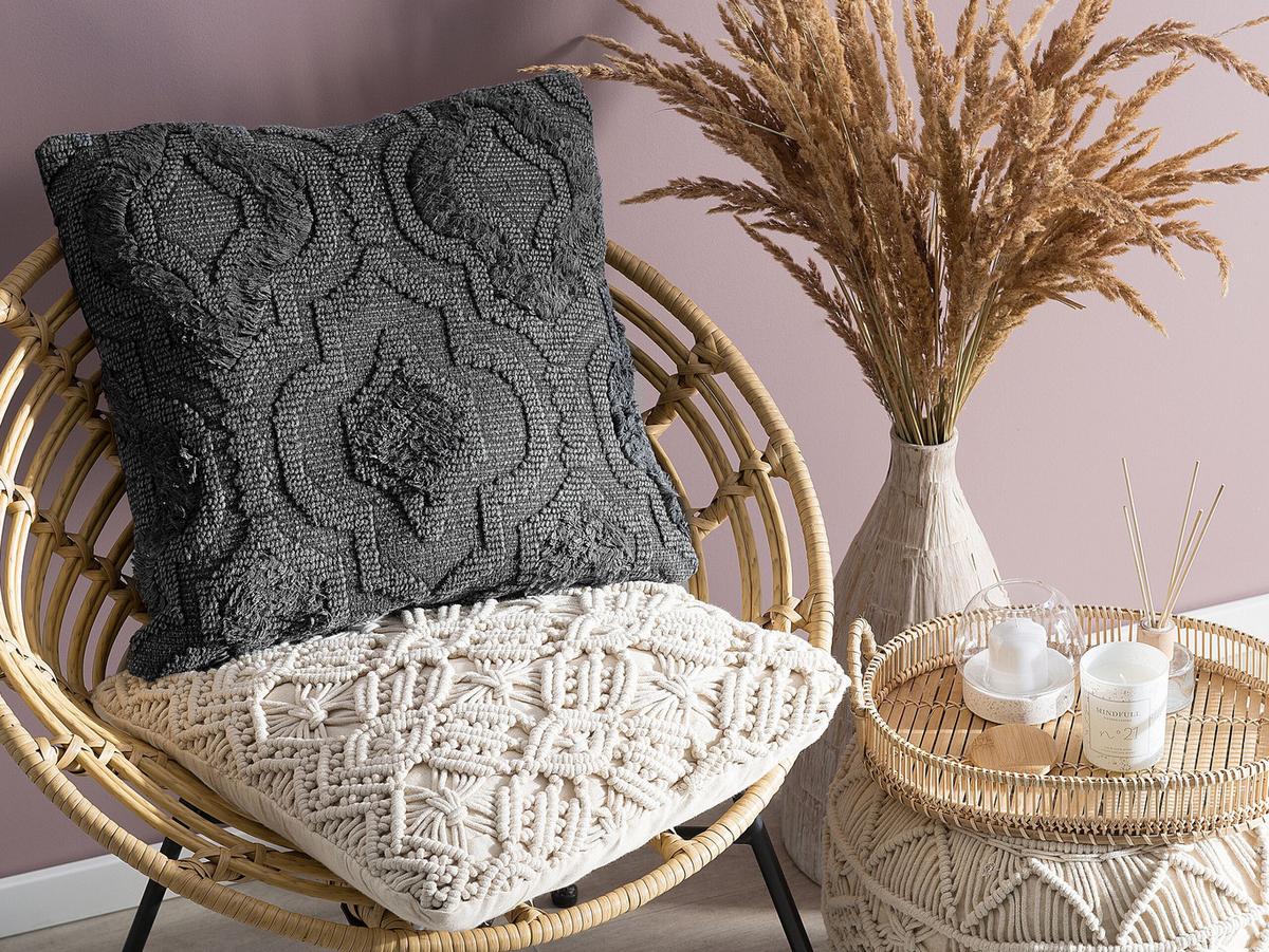 DEKOKISSEN Dunkelgrau 45/45 cm Paika - Dunkelgrau, Naturmaterialien/Textil (45/45cm) - Beliani
