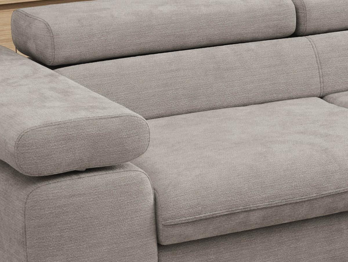 ECKSOFA PABLO L Hellgrau Schenille glatt - Rechts Seite mit Visco Topper - Hellgrau/Schwarz, Textil/Metall (273/208cm) - MKS