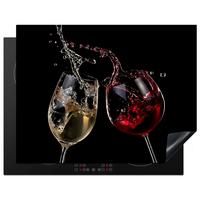 HERDABDECKPLATTE Rotwein - Weißwein - Glas - Schwarz Induktionsmatte 77x59 cm - Weinrot, Kunststoff (77/59/0.2cm) - MuchoWow