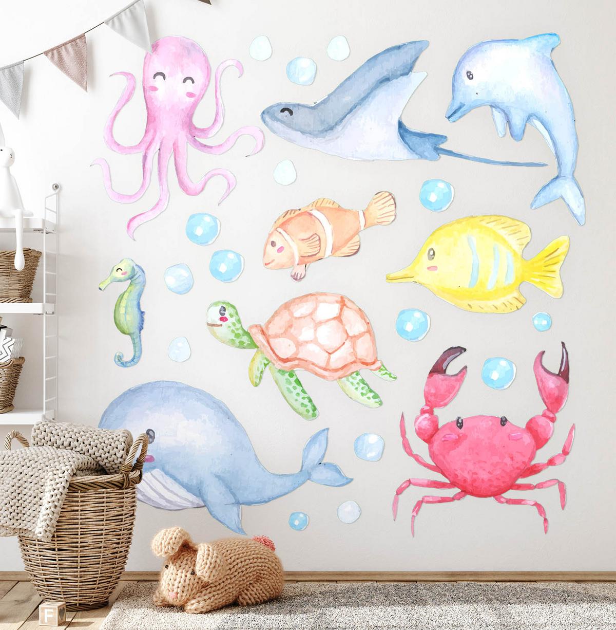 AUFKLEBER 60x85 cm Meerestiere - Multicolor, Kunststoff (60/85/0.1cm) - TULUP