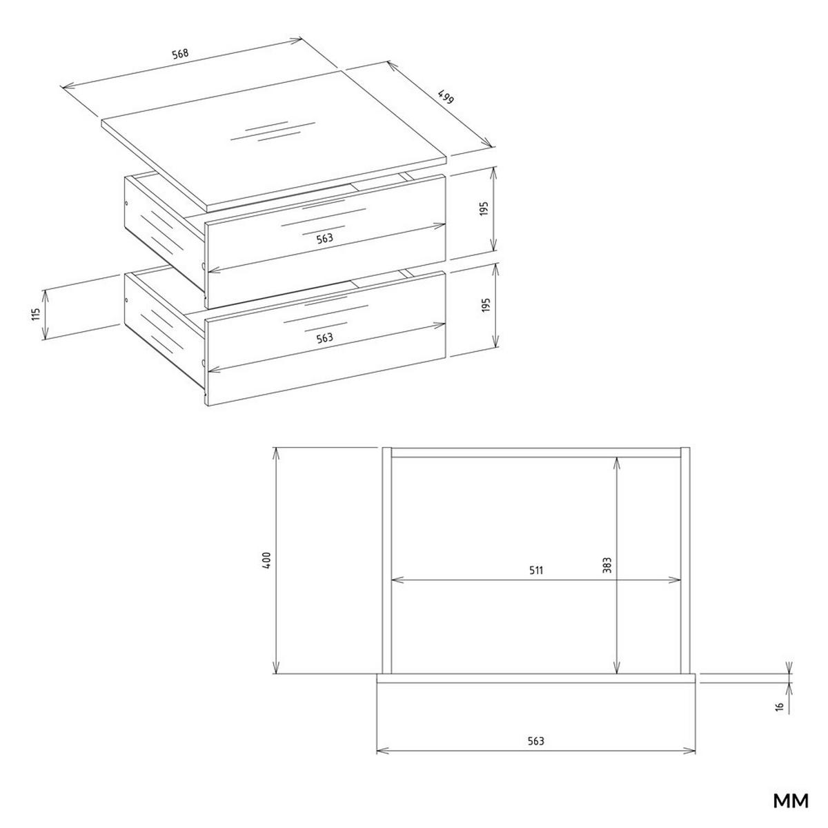 SCHUBLADEN Weiß 57/40/50 - Weiß, Holzwerkstoff (57/40/50cm) - RAUMHIRSCH FURNITURE