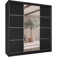 SCHWEBETÜRENSCHRANK Vilo II 200/61/215 schwarz+silber - Silberfarben/Schwarz, Holzwerkstoff (200/215/61cm) - Beautysofa