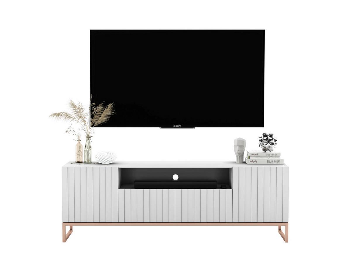 TV-SCHRANK Elpis2 Weiß Matt mit Metallrahmen 150 cm - Weiß/Kupferfarben, Holzwerkstoff/Metall (150/51.5/36.5cm) - Meble Lindner