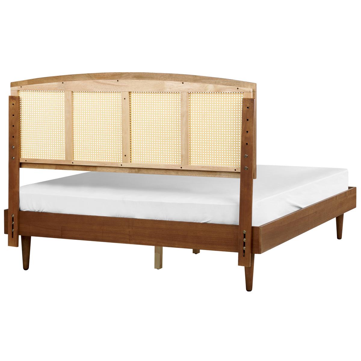 BETT mit LED 160/200 cm Gummibaumholz Braun Varzy - Braun, Holz (160/200cm) - Beliani