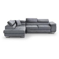 ECKSCHLAFSOFA Waldo verstellbaren Kopfstützen, Hellgrau, links - Hellgrau/Schwarz, Textil (275/203cm) - Beautysofa