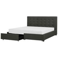 BETT mit Schubladen 180/200 cm Stoff Dunkelgrau La Rochelle - Dunkelgrau, Textil (180/200cm) - Beliani