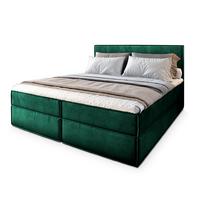 BOXBETT PELLIO 200x200 cm mit Matratze und Topper, H2+H3 - Grün - Grün, Holz (200/200cm) - MASSENO