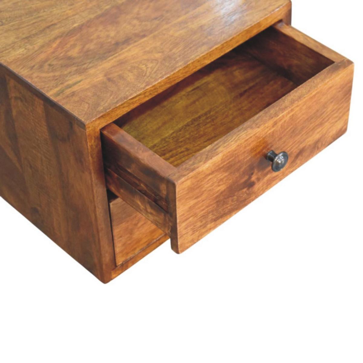 WANDNACHTTISCH Solis, Braun. - Messingfarben/Braun, Mangoholz/Holz (30/24/35cm) - Artisan Furniture