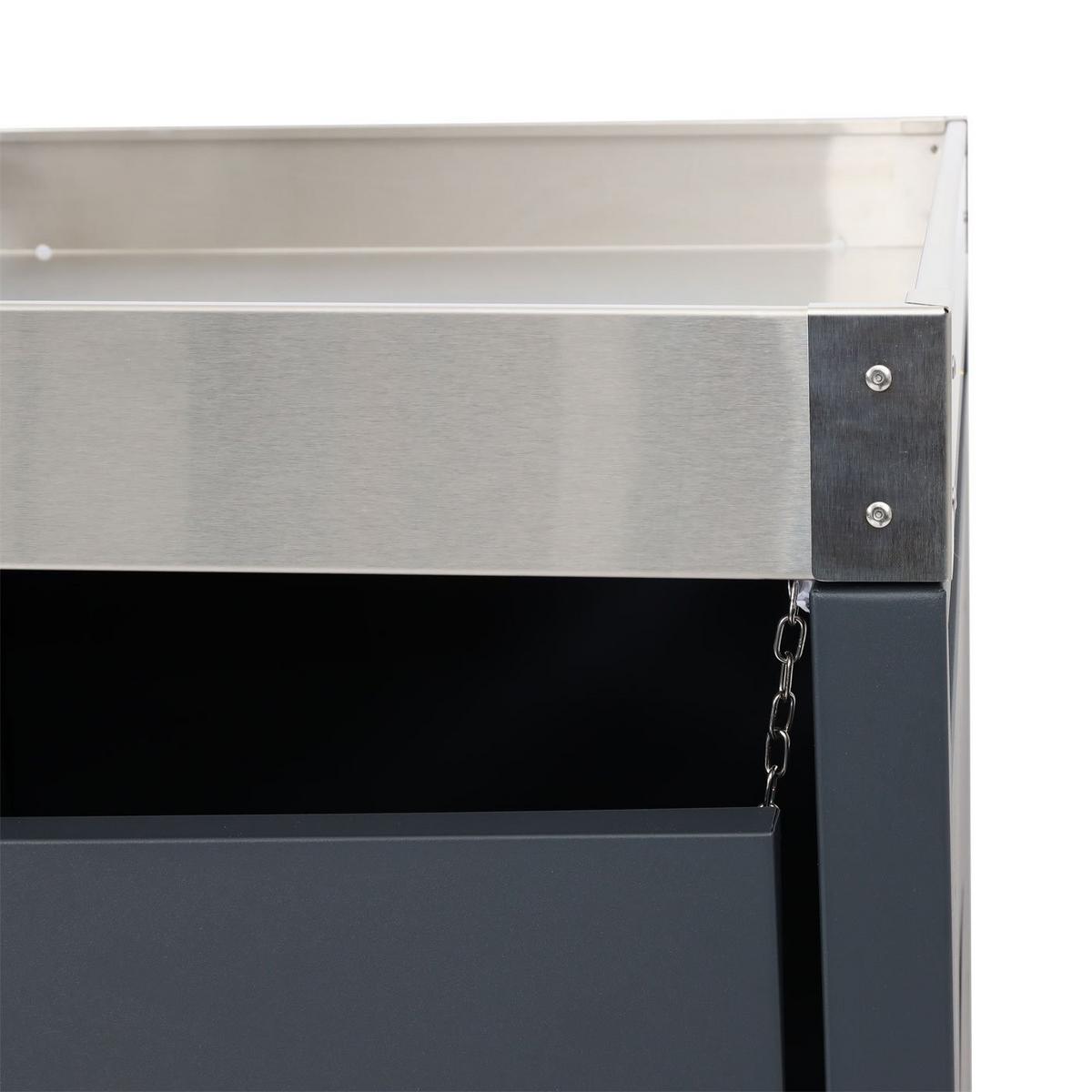 1ER-MÜLLTONNENBOX MIT HOLZLAGER rechteckig Anthrazit - Anthrazit, Metall (130/125/80cm) - MCW