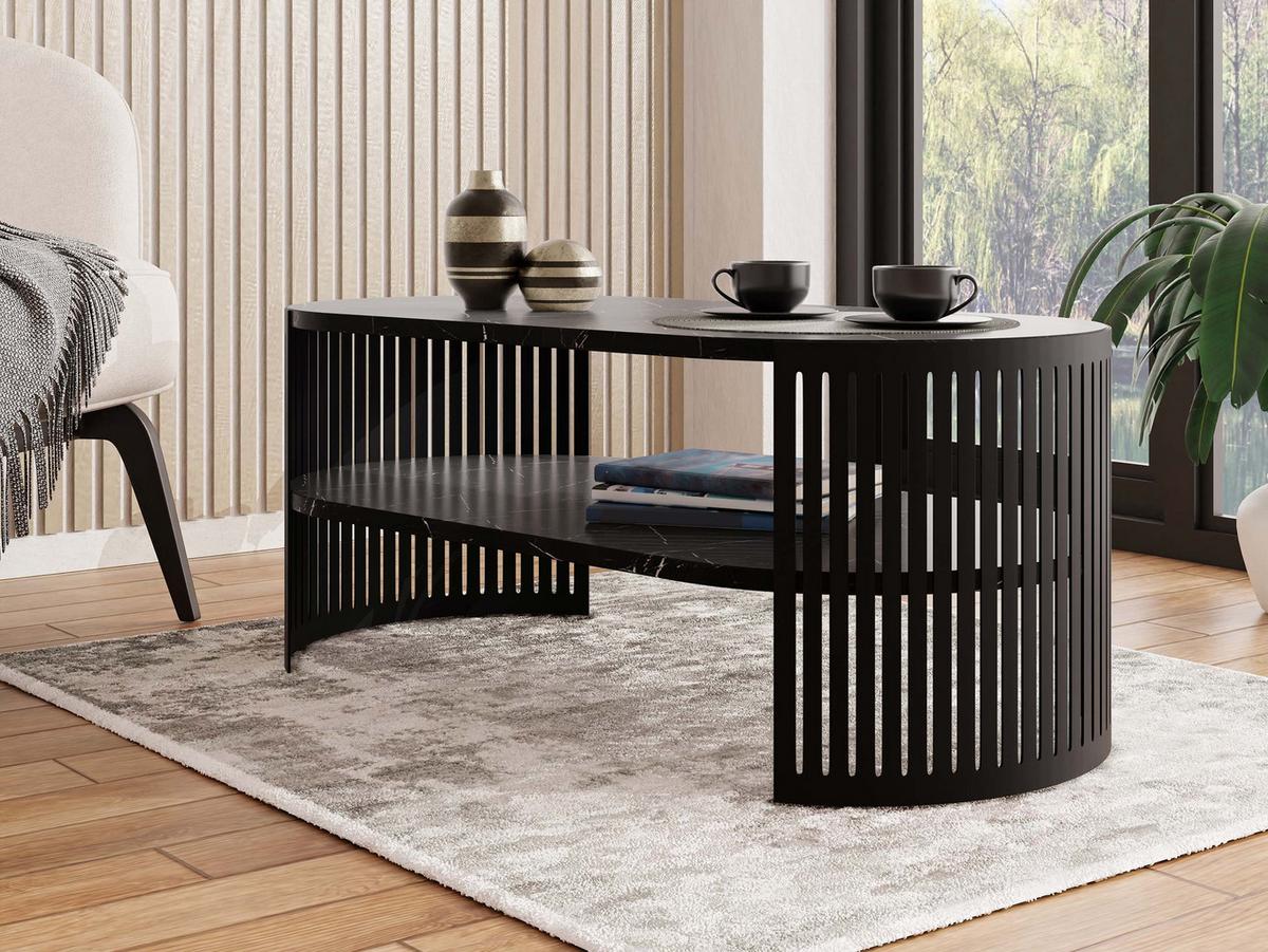 COUCHTISCH Fikoli Oval I - Multicolor/Schwarz, Holzwerkstoff/Metall (100/50/40cm) - MIRJAN24