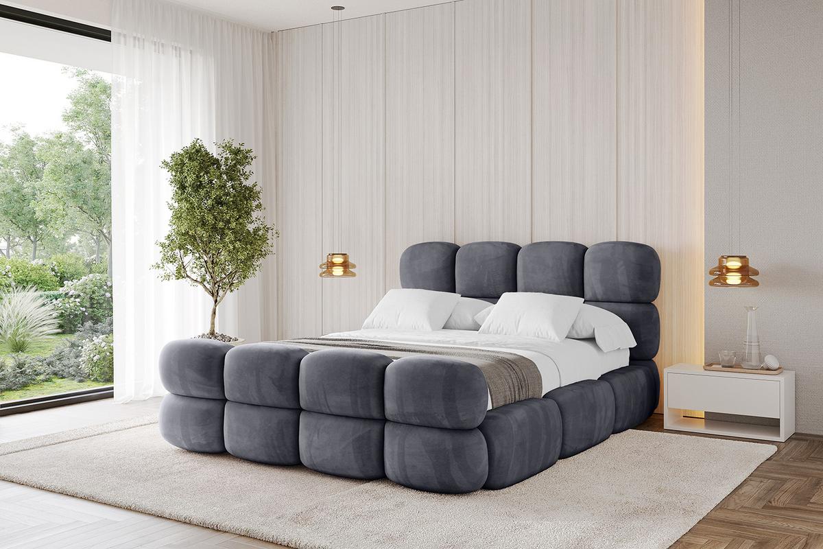 POLSTERBETT mit Bettkasten, Fußteil und Lattenrost, Bett mit Matratze H3/H4 - NOMA-Z 180x200 Dunkelgrau - Dunkelgrau, Holzwerkstoff/Textil (180/200cm) - ALTDECOR