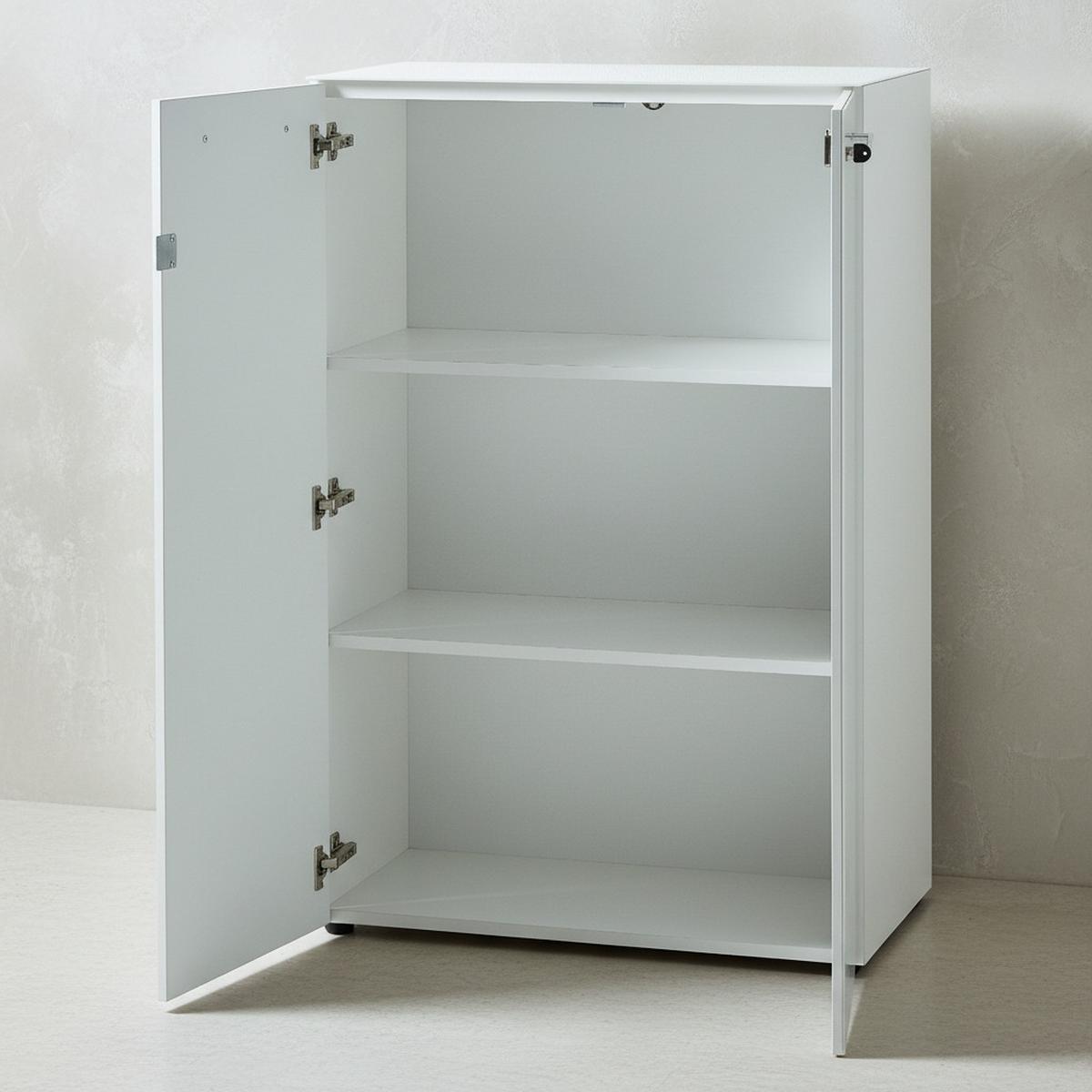 AKTENSCHRANK "Muenchen" Glasfront Soft-Close Abschließbar, Weiß 80x37x120cm - Weiß, Holzwerkstoff/Metall (80/120/37cm) - KADIMA DESIGN
