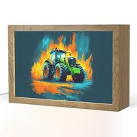 NACHTTISCHLAMPE Abstrakt - Traktor - Grün 30x20 cm - Dunkelblau, Holzwerkstoff (8/30/20cm) - OnlyWow