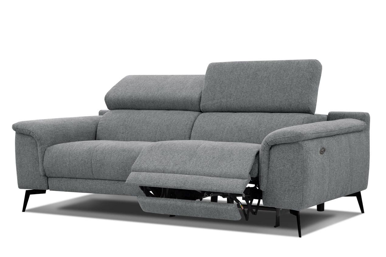 RELAXSOFA FIERO 3-Sitzer mit 1 Relaxfunktion, grau - Schwarz/Grau, Holzwerkstoff/Textil (212/82/103cm) - Wozimo