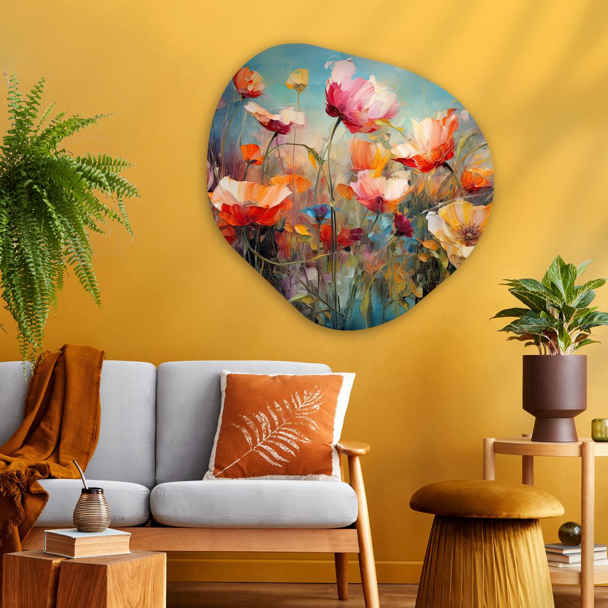 WANDBILD Blumen - Aquarell - Kunst - Botanisch - Natur Room Decor 90x90 cm - Orange, Kunststoff (90/90cm) - MuchoWow