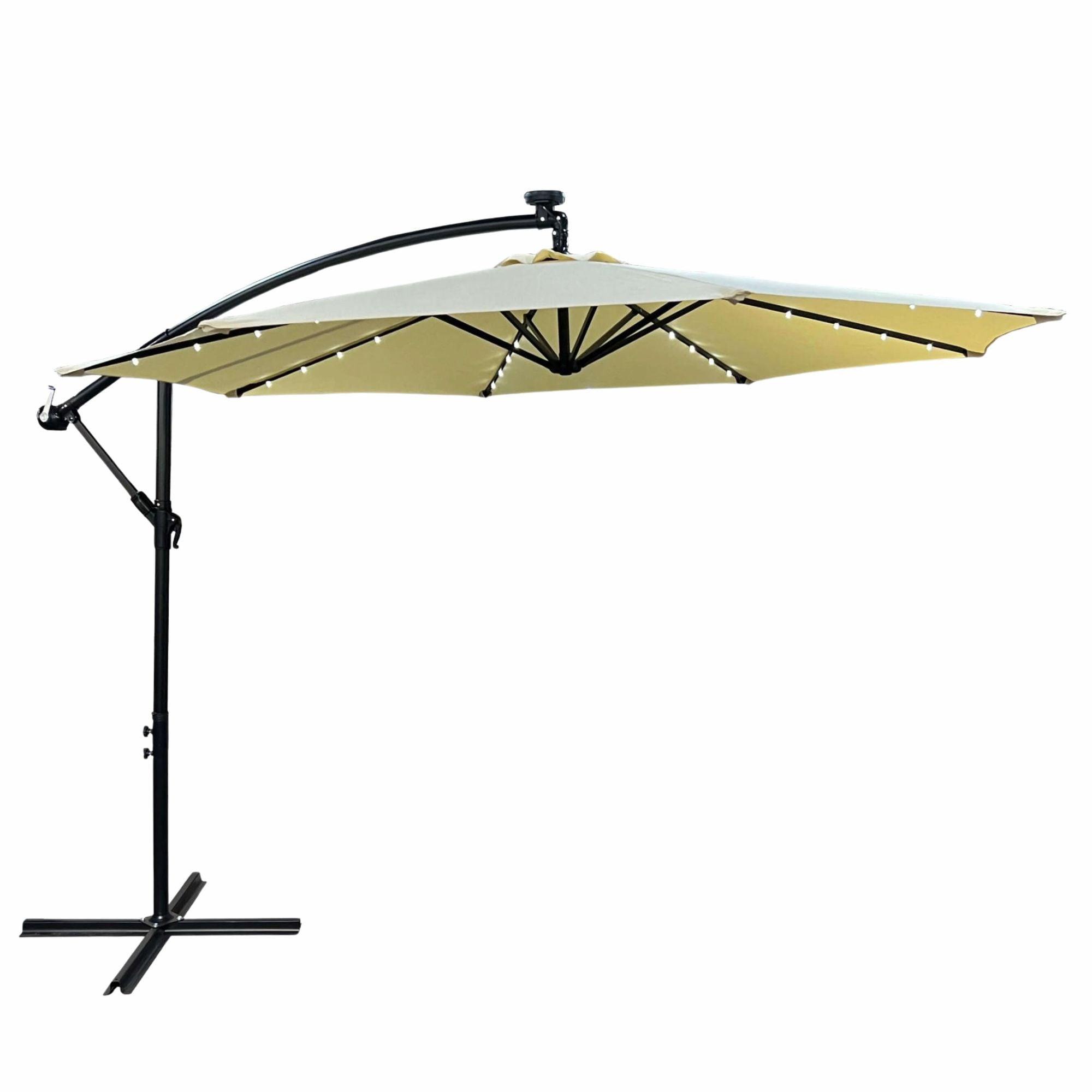 GARTENSCHIRM mit LED, Solar Beige 300/245/300 - Beige, Textil/Metall (300/300cm) - RAUMHIRSCH FURNITURE