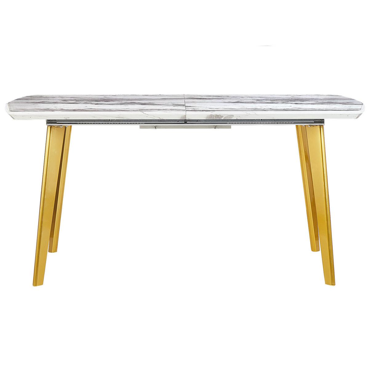 ESSTISCH 160-200/90/77 cm Weiß, Goldfarben Rechteckig Mosby - Weiß, Holzwerkstoff (200/90/77cm) - Beliani