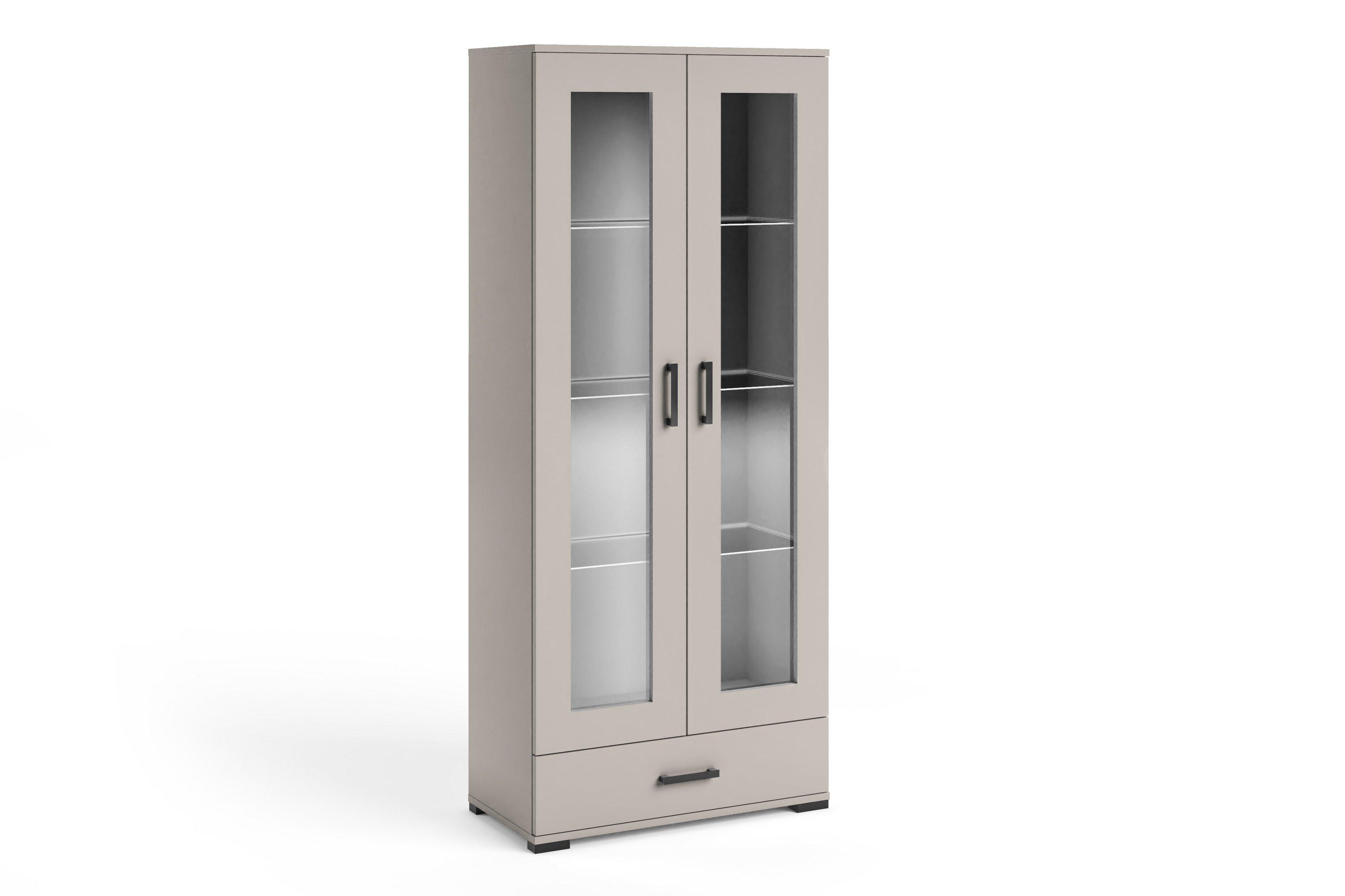 VITRINENSCHRANK ALBANO 186 x 80 cm Kaschmir - Kaschmir, Holzwerkstoff (80/186/40cm) - MASSENO