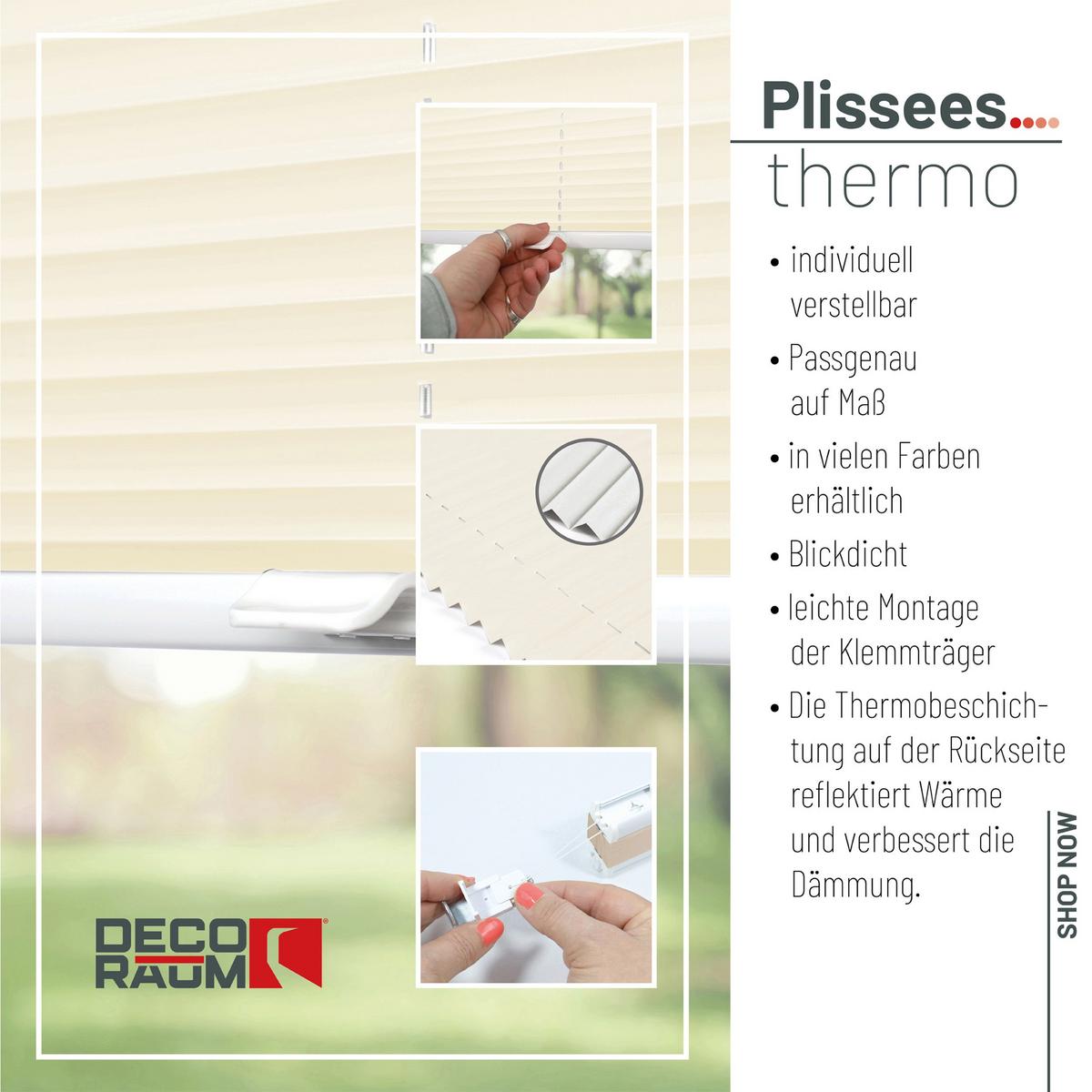 PLISSEE Thermo Basic 75 x 210cm Klemmfix ohne Bohren - Beige, Textil (75/210/210cm) - Deco-Raum