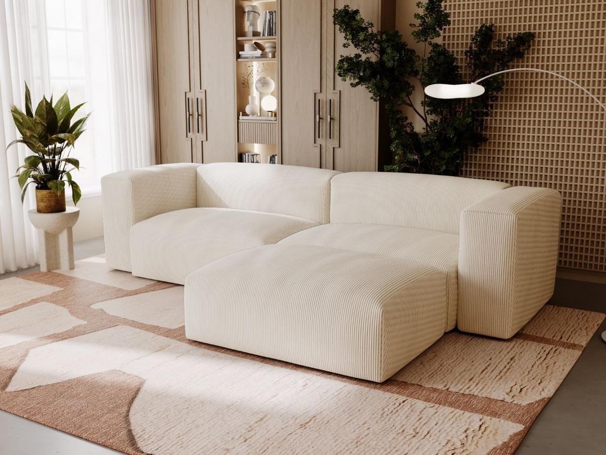ECKSOFA Landi Creme Rechts - Creme/Schwarz, Kunststoff/Textil (240/180cm) - Graingold